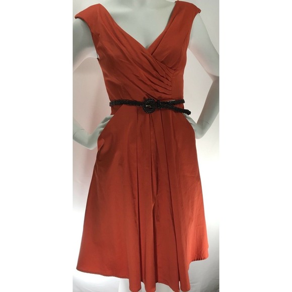 JESSICA SIMPSON Fit & Flare Dress In Red Clay 2 - Picture 7 of 8